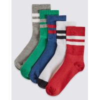 5 Pairs of Ribbed Sports Socks (3-16 Years)