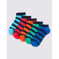 5 Pairs of Freshfeet Striped Trainer Liner Socks (3-16 Years)
