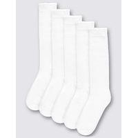 5 Pairs of Freshfeet Cotton Rich Trim Knee High Socks (2-11 Years)