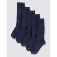 5 pairs of freshfeet cotton rich trim knee high socks 2 11 years