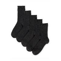 5 Pairs of Freshfeet Cotton Rich Ribbed School Socks (5-14 Years)