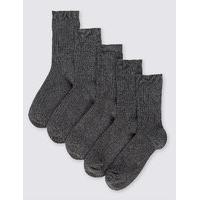 5 Pairs of Freshfeet Cotton Rich Ribbed School Socks (5-14 Years)