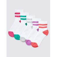 5 Pairs of Freshfeet Cotton Rich Ankle High Sports Socks (2-11 Years)