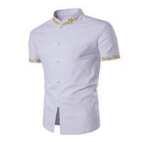 5 colors M-3XL Hot Sale Formal Business Dress shirt Men\'s Casual/Daily Simple Summer Shirt Solid Peter Pan Collar Short Sleeve Cotton
