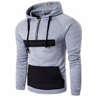 5 colors M-3XL Hot Sale Men\'s Casual/Daily Hoodie Solid Color Block Hooded Micro-elastic Cotton Long Sleeve Spring Fall