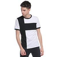 5 Colors Plus Size S-3XL Men\'s Going out Casual/Daily Simple Spring Summer T-shirtColor Block Round Neck Short Sleeve Cotton Thin
