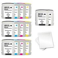 5 x Black HP 88XL and 3 x Colour Set HP 88XL (Remanufactured) + 1 Free Paper