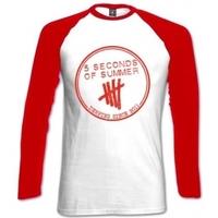 5 seconds of summer derping stamp raglan white red x large