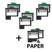 5 x Black Lexmark 16 and 3 x Colour Lexmark 26 (Remanufactured) + 1 Free Paper