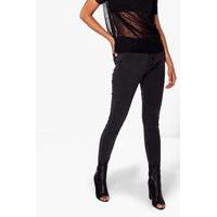 5-Pocket High Rise Let Down Hem Jeans - black