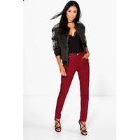 5-Pocket High Rise Skinny Jeans - burgundy