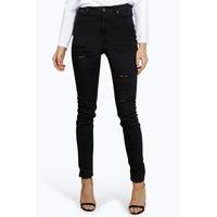 5 pkt high rise ripped skinny jeans black