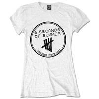 5 Seconds Of Summer Women\'s Derping Stamp Short Sleeve T-shirt, White, Size 14