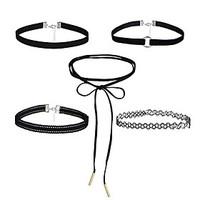 5 pieces choker necklace set stretch velvet classic gothic tattoo lace ...