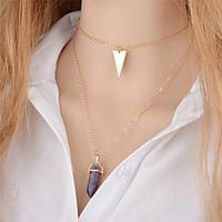 5 Colors Fashion Simple Nature Stone Triangle Pendant Tattoo Choker Necklace for Women Geometric Bohemian Chain Boho Gothic Jewelry