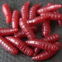 50Pcs 1.6cm Fishing Lure Maggot Grub Soft Baits Worms Red