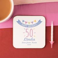 50th Birthday Drinks Coaster for Her