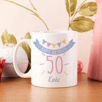 50th Birthday Bunting Mug For Her