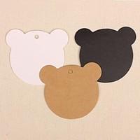 50pcs Cute Bear Kraft Paper Hang Tags Lables for Bookmark Gift Bakery Packaging Wedding Party Price Cards (More Colors)