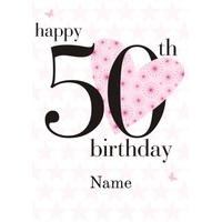 50th birthday heart personalised birthday age card