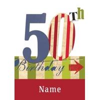50th stripe birthday card bo1011