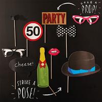 50th birthday party photo booth prop kit