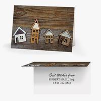 50 x Personalised Wooden Houses Card - National Pens