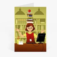 50 x Personalised Librarian Cartoon Card - National Pens