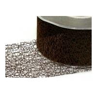 50mm Cut-Edge Web Mesh Fancy Ribbon Brown