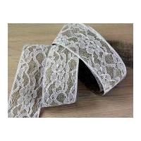 50mm hessian with overlayed lace natural ribbon white