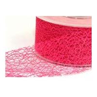 50mm Cut-Edge Web Mesh Fancy Ribbon Fuchsia Pink