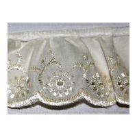 50mm essential trimmings frilled broderie anglaise lace trimming cream