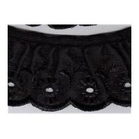 50mm Essential Trimmings Frilled Broderie Anglaise Lace Trimming Black