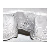 50mm Essential Trimmings Frilled Broderie Anglaise Lace Trimming White