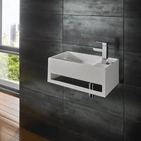 50cm x 30 cm Flux Ultra Modern White Solid Surface Square Wall Mounted Basin