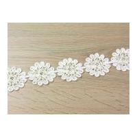 50mm Pearl & Diamante Couture Bridal Lace Trimming Ivory