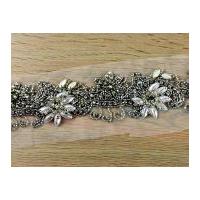 50mm Pearl & Diamante Couture Bridal Lace Trimming Silver