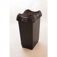 50 litre recycling bin with grey body black lid and graphic