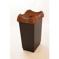 50 LITRE RECYCLING BIN WITH GREY BODY, BROWN LID AND GRAPHIC