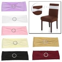 50PCS Wedding Decorations Elastic Spandex Chair Cover Sashes Bows Elastic Chair Bands With Buckle Slider Sashes Bows 7 Colors