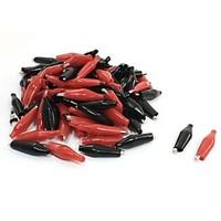 50 Pcs Plastic Coated Testing Probe Alligator Clip (25 Red 25 Black)