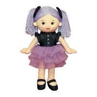 50cm Rag Doll Soft Cuddly Kids Toy Purple Pigtail Girls Dolly Denim Dress Tutu Gift Present Christmas UK