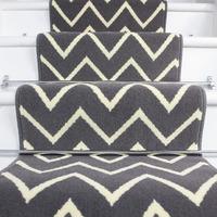 50cm width modern grey cream zig zag chevron stair carpet