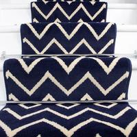 50cm width modern navy zig zag chevron stair carpet