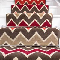 50cm Width - Modern Red Zig Zag Chevron Stair Carpet