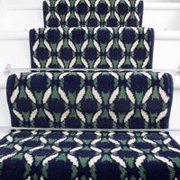 50cm Width - Navy Blue, Green & White Mosiac Stair Carpet