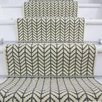 50cm Width - Modern Cream Chevron Stair Carpet