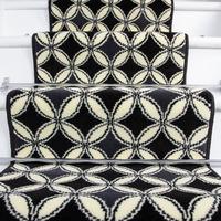 50cm Width - Contemporary Black & White Geometric Stair Carpet