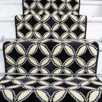 50cm Width - Contemporary Black Geometric Stair Carpet