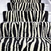 50cm Width - Contemporary Black Zebra Print Stair Carpet